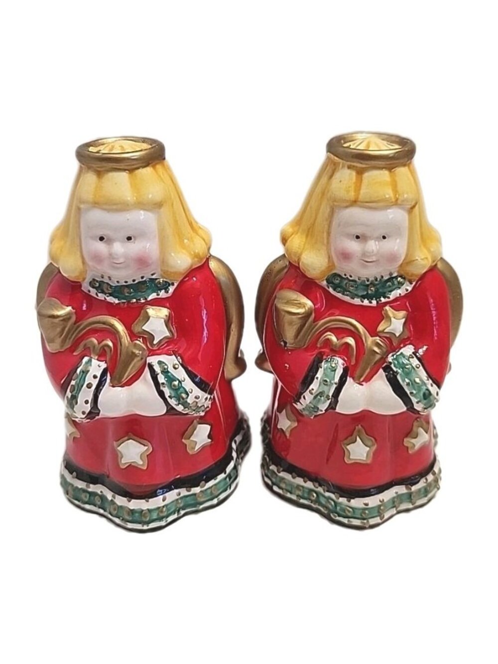 Vintage Christmas Angel Ceramic Salt & Pepper Shakers KMart Holiday Shaker Set